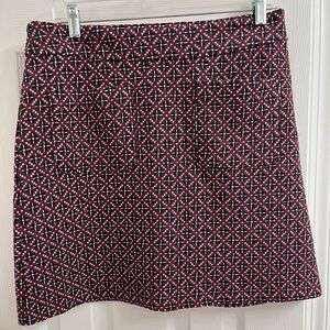 LOFT Mini Skirt - Burgundy, Navy and White Geometric